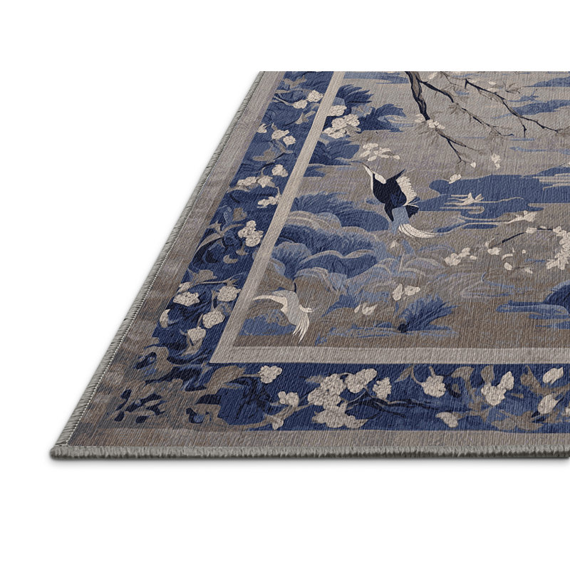 Machine Washable Gray Area Rug, Round 6'