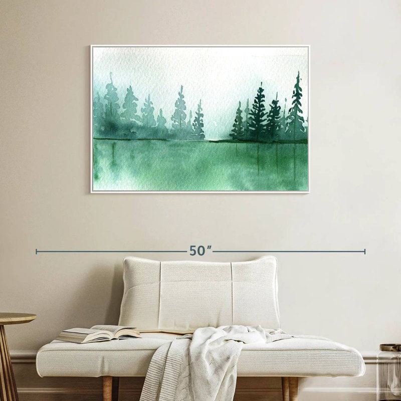 Silhouette de pin, Cadre flottant blanc, 40 po x 27 po