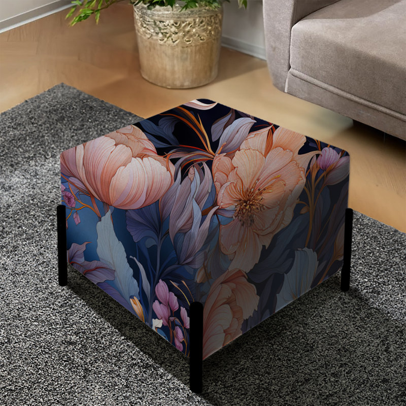 Mystique ballet botanique floral rose et bleu - repose-pieds floral carré