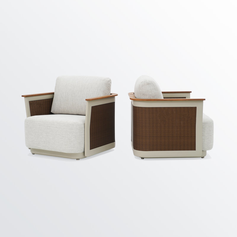 Ensemble de 2 chaises club d'extérieur 35,04 po en aluminium thermolaqué avec coussins de siège de 13,8 po