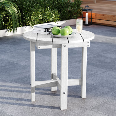  HDPE Small Round Side Table, Sturdy Outdoor Side Table, Weather-Resistant Outdoor End Tables for Patio, Porch, Deck
