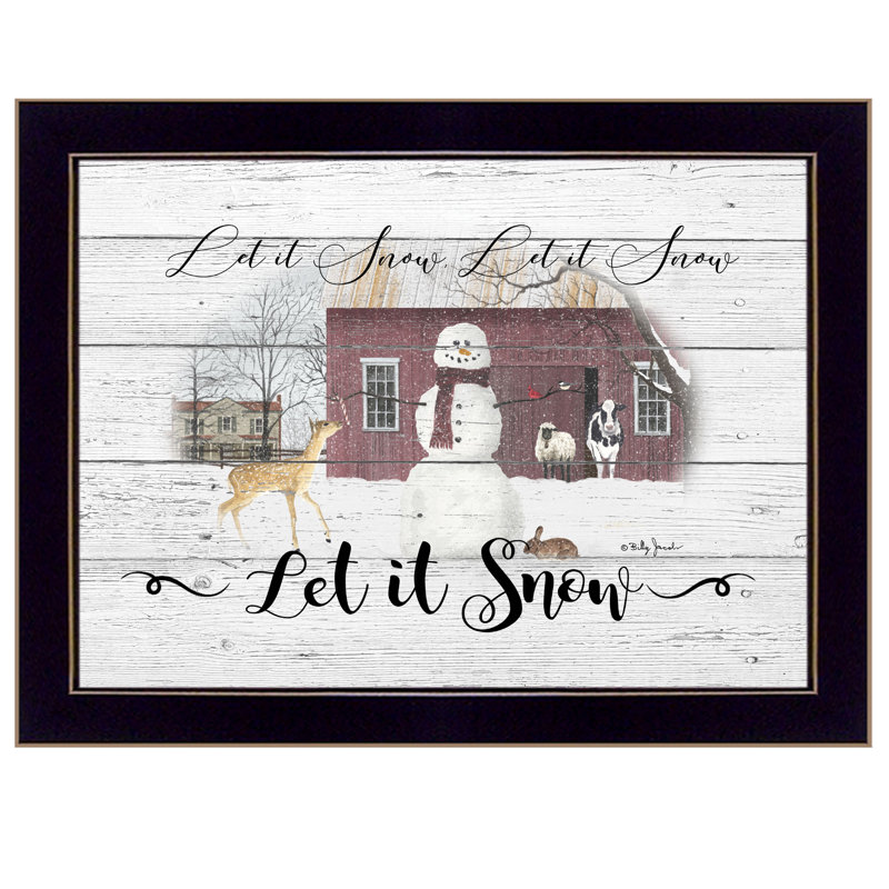 «Let It Snow», art mural encadré pour le salon et la maison par Billy Jacobs, Cadre noir