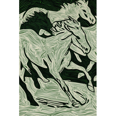 Flowing Green Horses Print