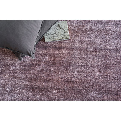 Plush Ombre Hand-Knotted Wool/Viscose Area Rug in Deep Mauve