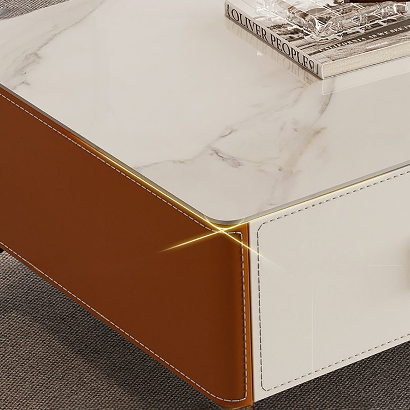 Light luxury rectangular coffee table, 15.7" H x 47.2" L x 23.6" W, Brown