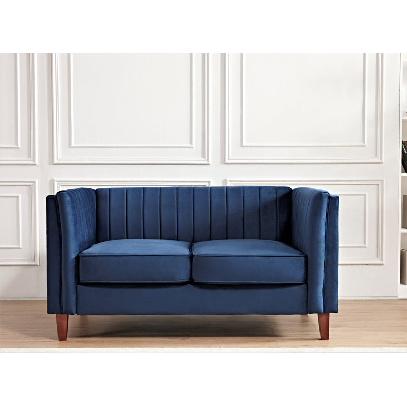Causeuse en velours Alicia, Velours bleu foncé