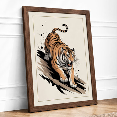 Stalking Tiger Japandi - Framed Print