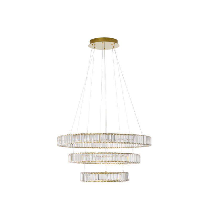 3 - Light Gold LED Crystal Pendant