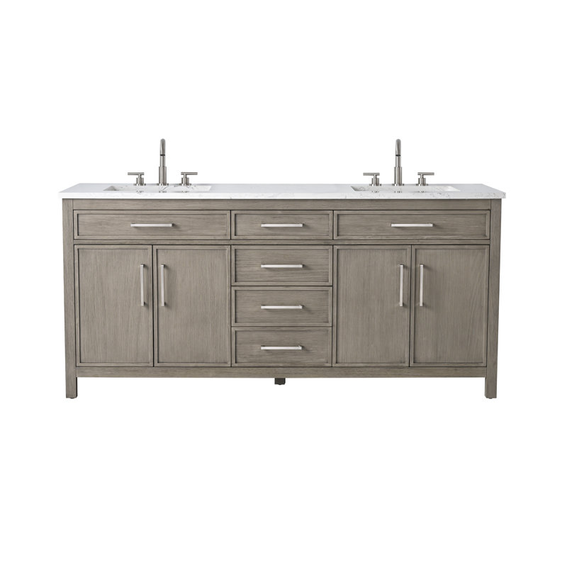 Reajean 72" Double Vanity, Heritage Gray/Brushed Nickel