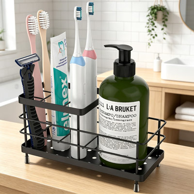 Porte-brosse à dents en acier inoxydable avec drainage, organisateur à 6 fentes pour le comptoir de salle de bain et de cuisine, accessoires de salle de bain antirouille