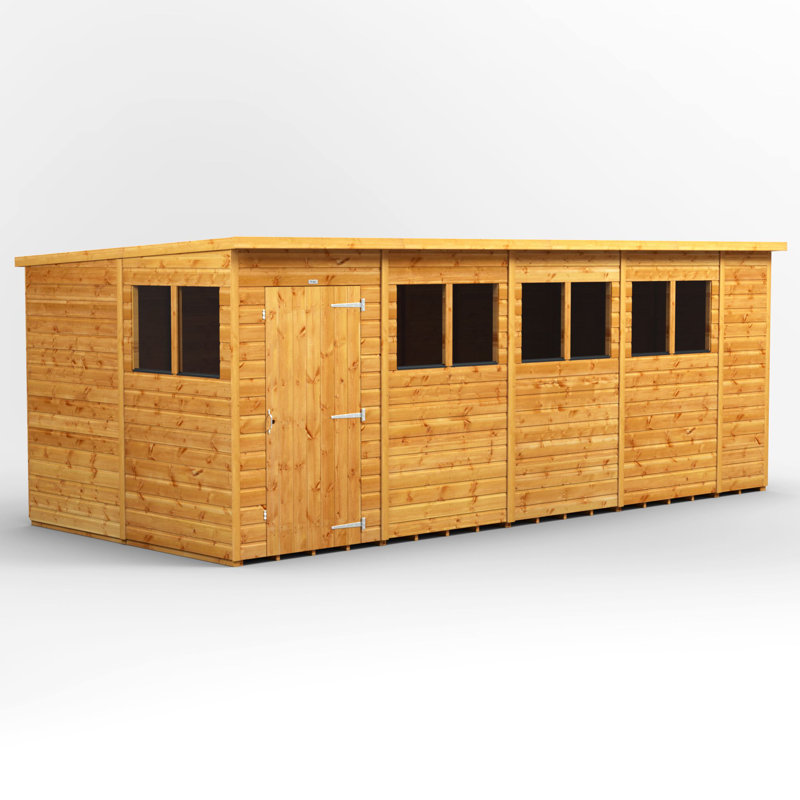 Powersheds 18 x 8ft Timber Tongue & Groove Pent Garden Shed