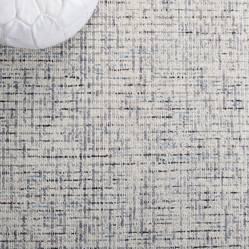 Tapis gris / bleu clair en laine touffeté à la main Aprell, Rond 4 pi