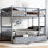 Lit superposé standard simple au-dessus de 2 tiroirs en bois massif