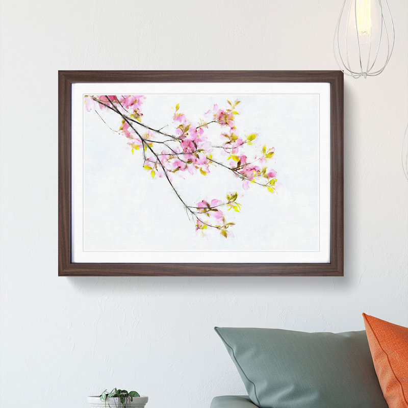 Beauty Of A Pink Cherry Blossom Tree - Single Picture Frame Painting on MDF, Walnut, 45cm H x 63cm W x 2cm D