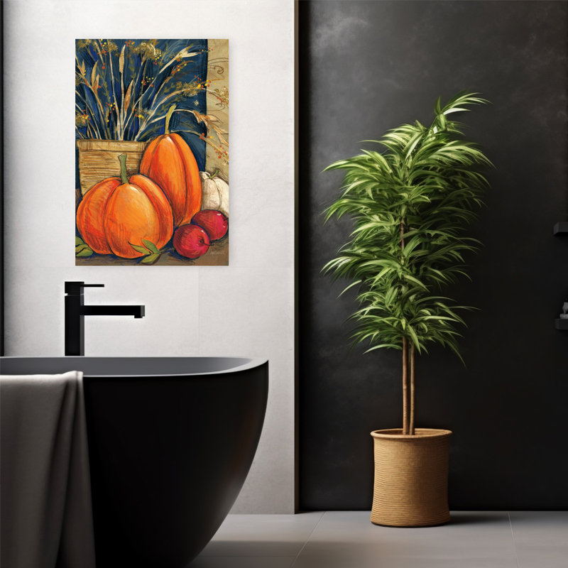 Panier de paille, art automnal contemporain, H 24 po x l 16 po