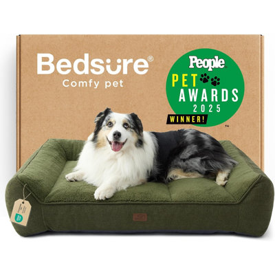 Lit orthopédique confortable pour chiens de taille moyenne, canapé-lit lavable imperméable très épais avec housse en sherpa, base antidérapante