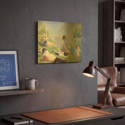 'Bathers At Asnieres' By Georges Seurat Gold Metal Wall Art, 16" x 12"