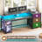 Modular L-Shaped Steel Computer Desk with Built-In Electrical Outlet-459607495