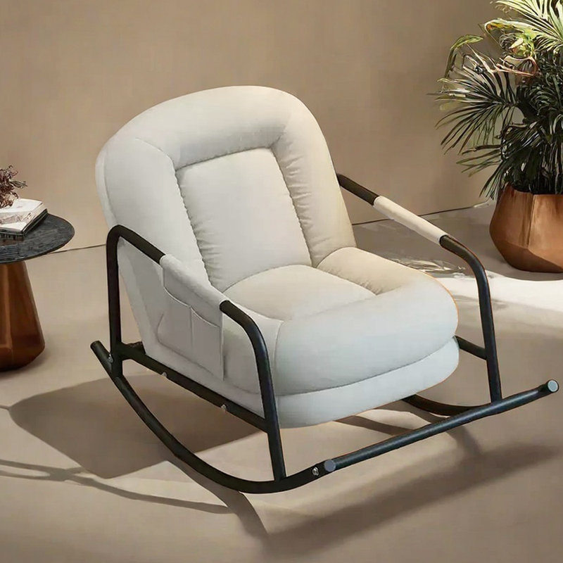 Chaises berçantes réglables avec poches de rangement, Blanc