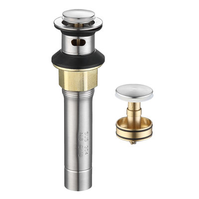 Pop-Up Drain Stainless Steel With Overflow Anti-Clogging for Vessel Sink Lavatory Vanity Sink Drain with Strainer Basket,
