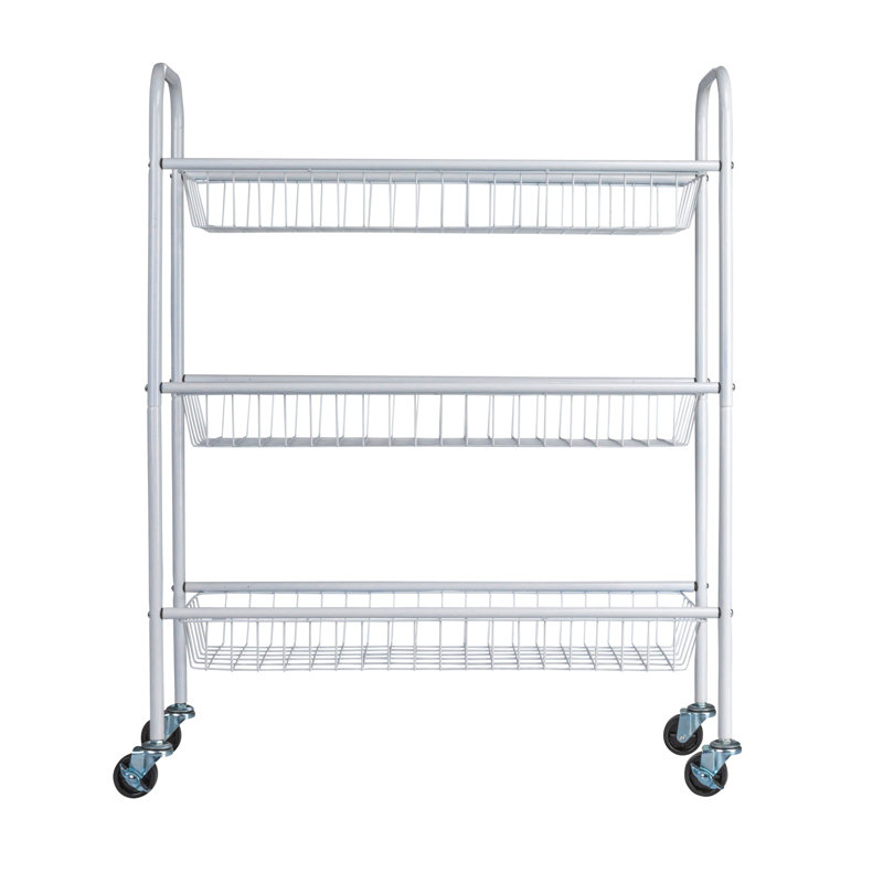 3 Basket Storage Cart, White