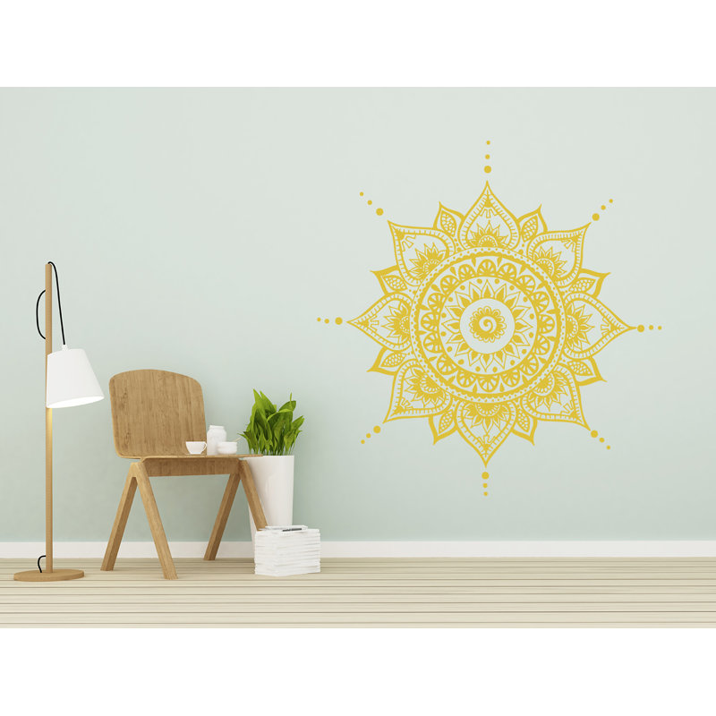 Adhésif mural mandala, 42 po x 42 po, Doré