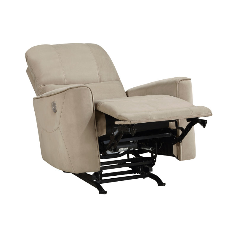 Chaise berçante inclinable électrique Erten, velours gris foncé, bois massif, Brun
