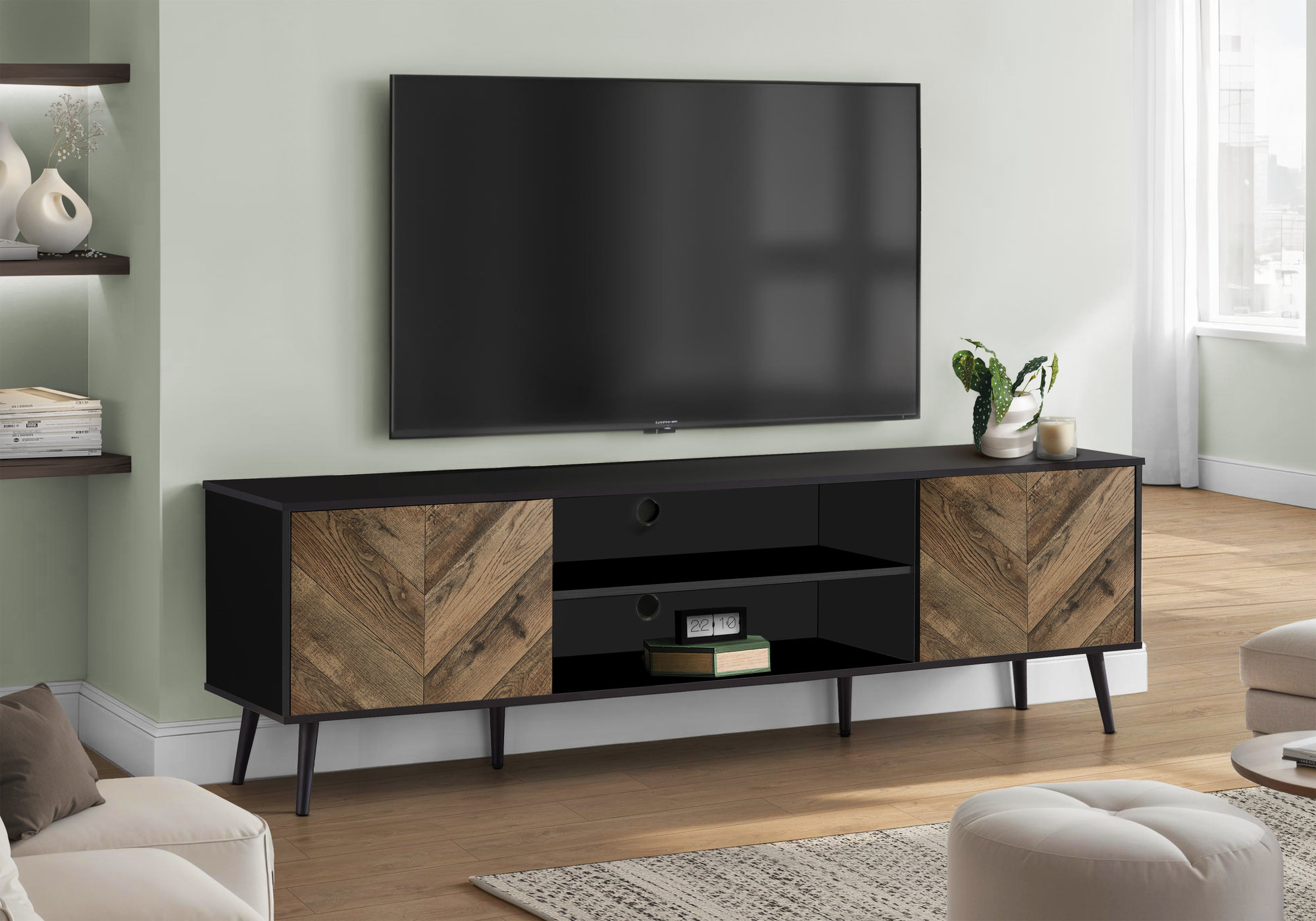 George Oliver 72 Inch TV Stand Console With Storage Cabinet For Living ...