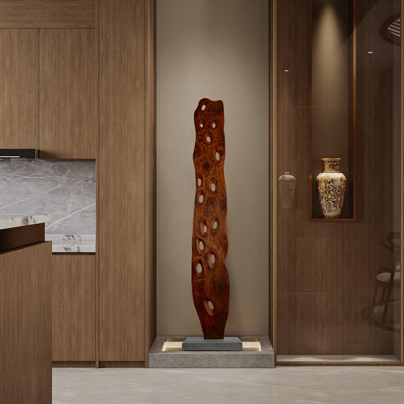 Ornements en bois d'hévéa de style médiéval, 70.87" H x 16.73" W x 7.87" D