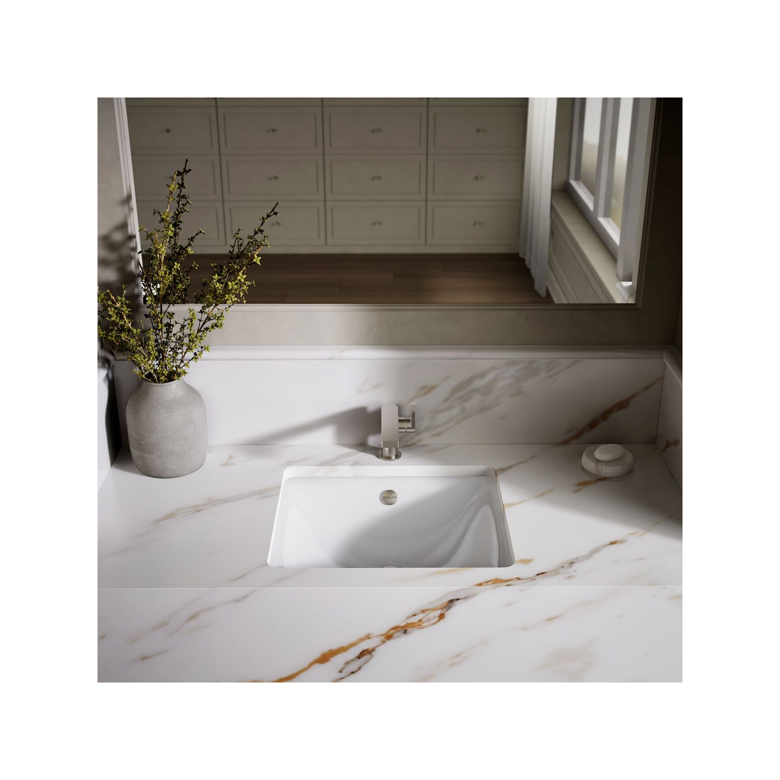 Iron Plains Dual-Mount Bathroom Sink, White