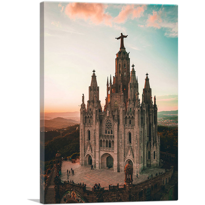 Cathédrale de Barcelone, Espagne - reproduction de photo sur toile tendue, H 26 po x l 18 po x P 0,75 po