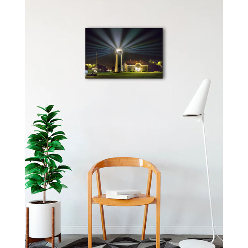 Phare de nuit avec phare stroboscopique par Wayne Collamore, toile tendue 18 po x 24 po