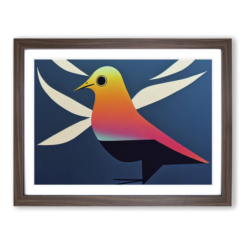 Dove Bird In Abstract Vol.3 - Single Picture Frame Print, Walnut Framed, 34cm H x 46cm W x 2cm D