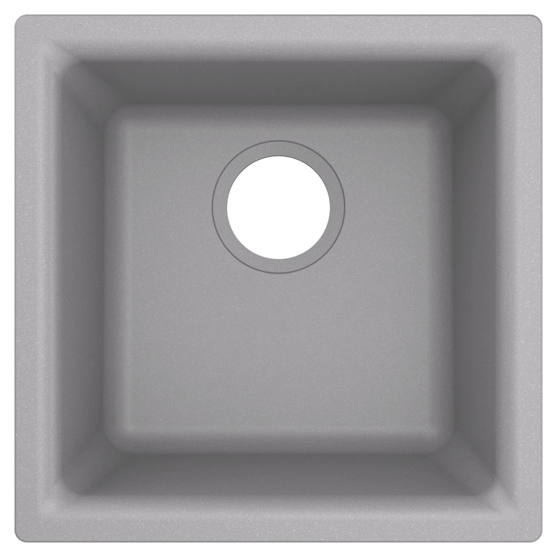 Host 15.75-Inch Wide x 7-Inch Deep Dual Mount Granite Single Bowl Kitchen or Bar Sink, Gray
