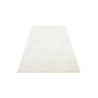 Élégant tapis tissé à plat crème, 4,0 x 6,0 pieds | 85% coton et 15% polyester chenille, 1,6 lb / pied carré | Sans velours, lavable à la machine à 30 ° C, facile à nettoyer avec l'aspirateur et le détachant | Parfait pour le salon et la chambre à coucher