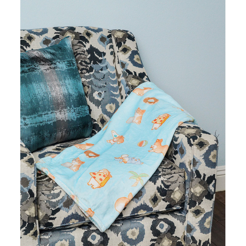 Couverture polaire super douce Corgi, Bleu