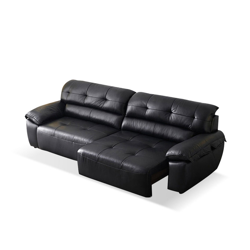 Black Faux Leather Modular Sofa cushion couch, 96.85" W