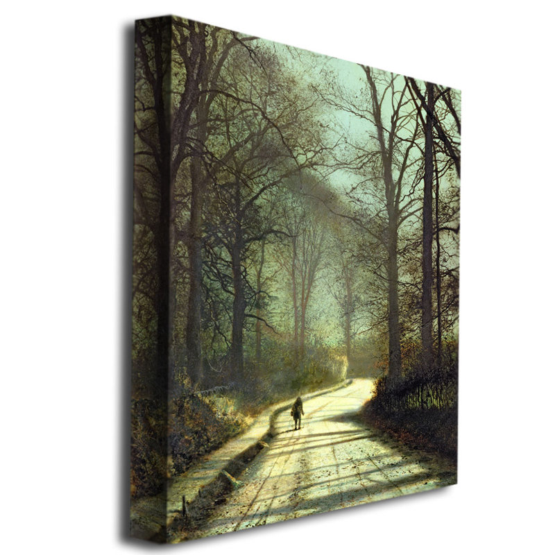 « moonlight walk » par john atkinson grimshaw, reproduction d’art sur toile tendue, H 35 po x l 47 po x P 2 po