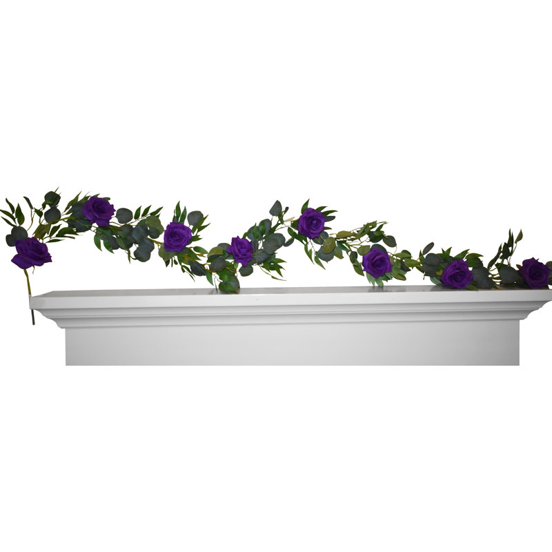 Guirlande 72 "Faux Roses Eucalyptus, Mauve