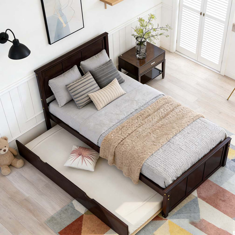 Lit plateforme avec lit gigogne simple, Gris