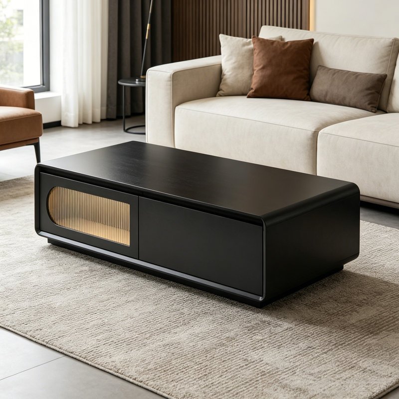 Table basse de luxe avec rangement moderne, H 15,74 po x L 51,18 po x l 27,55 po