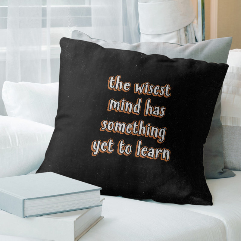 Coussin de style tableau d'apprentissage inspirant, 20 po x 20 po, Orange, Polyester / bourre de polyester