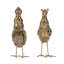 Ensemble de 2 sculptures d'oiseaux dorées avec couronnes ludiques, figurines en résine et en métal de 7 po, décorations fantaisistes pour manteau de cheminée, plateau de table, tablette ou bureau 