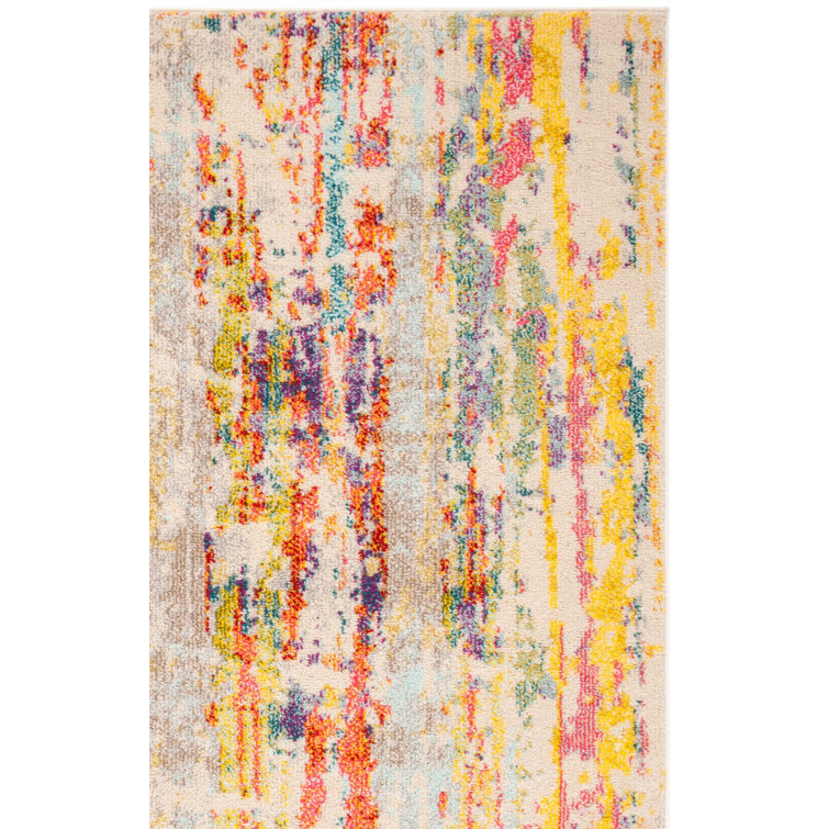 Felty Abstract Beige Area Rug