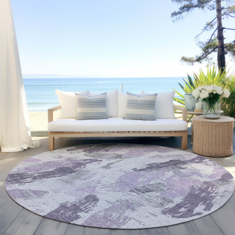 Tapis lavande intérieur / extérieur lavable à la machine Claudian ACN1599, Rond 8 pi