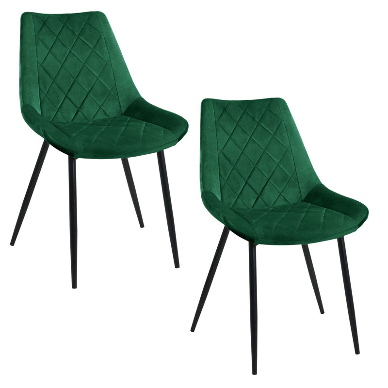 Adrianah 46cm H Tufted Velvet Upholstered Upholstered Back Side Chair in Green