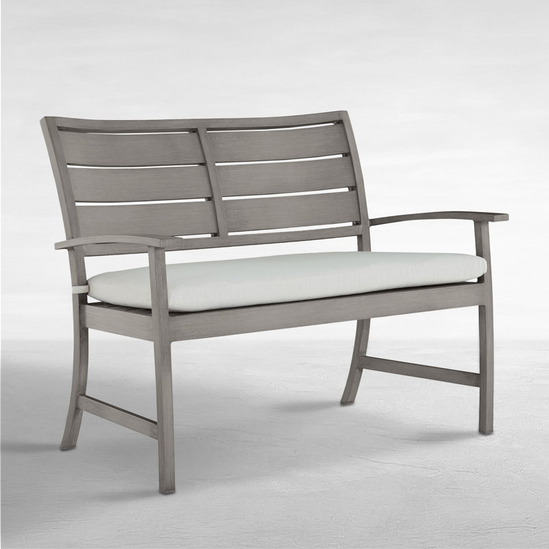 Charleston Aluminum Garden Bench, Welt, Linen Dove, Oyster