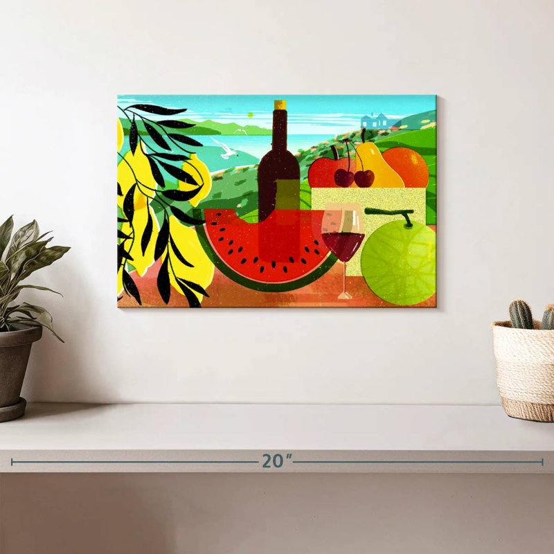 Yarlin, fruits et vin, H 8 po x l 12 po