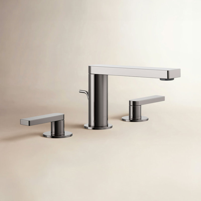 Composed Widespread Bathroom Faucet with Drain Assembly, Vibrant Titanium