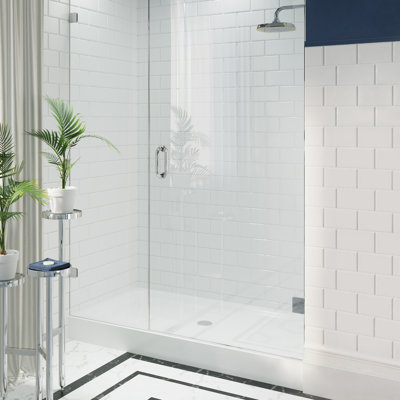 Receveur de douche Voltaire 60 po x 32 po en acrylique blanc, à seuil unique et bonde centrale
